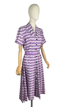 Load image into Gallery viewer, 1940’s 1950’s Horrockses Crisp Cotton Day Dress in Purple, White and Black - Bust 40
