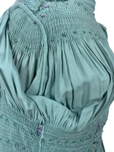 Load image into Gallery viewer, Stunning Original 1930&#39;s Blue Cotton Blouse with Heavy Smocking Detail - Bust 36 38
