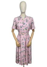 Load image into Gallery viewer, RESERVED FOR KAT Original 1940&#39;s CC41 Pink, Green, Blue and White Floral Cotton Belted Day Dress - Bust 36
