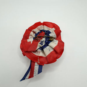 Original 1930's King George VI Coronation Rosette Pin - Patriotic Pin