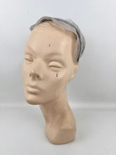 Load image into Gallery viewer, Original 1950&#39;s Pale Grey Nylon and Velvet Half Hat with Bow
