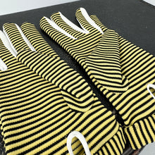 Load image into Gallery viewer, Original 1950&#39;s Black and Mustard Crimple Nylon Striped Gloves - Size 6 *
