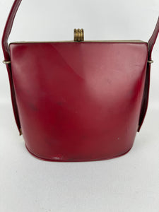 Wounded Original 1950's St Michael Red Faux Leather Box Bag