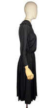Load image into Gallery viewer, Original 1950's Heavy Black Silk Long Sleeved Dress with Pockets - Bust 34
