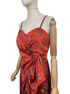 Original 1950's Flame Red Evening Dress by Lee Delman - Bust 38 39