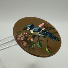 Load image into Gallery viewer, Beautiful Original 1940&#39;s Hand Painted Brooch Featuring a Blue Jay and Flowers
