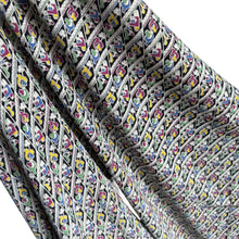 Load image into Gallery viewer, Original 1930's Crepe Novelty Print Dressmaking Fabric - Ducks in Diagonal Stripes on Black - 36" x 92"
