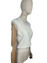 Load image into Gallery viewer, Original 1950&#39;s Portartha White Nylon Top with Rib Sleeve and Neck Detail - Bust 36 38
