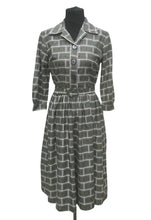 Load image into Gallery viewer, Original 1950's 1960's Geometric Print Cotton Belted Day Dress - Bust 33 34 *
