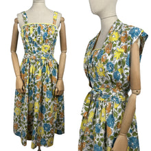 Load image into Gallery viewer, Original 1950&#39;s Floral Cotton Belted Summer Dress with Matching Bolero - Bust 34 35 36 *
