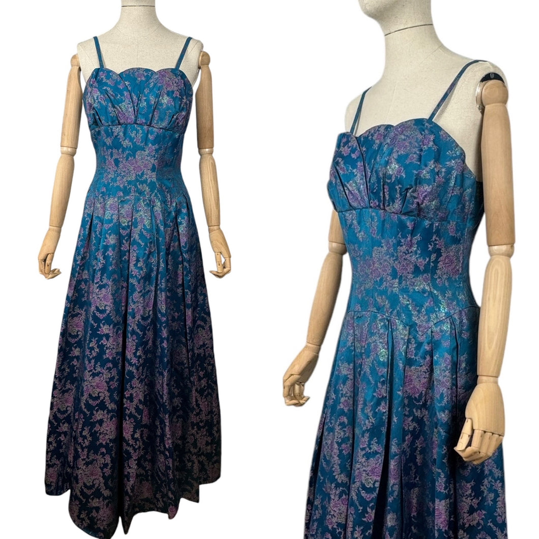 Stunning Original 1950's Sidney Smith Evening Dress in Blue, Pink and Green - Bust 36 *