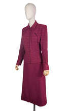 Load image into Gallery viewer, Original 1940's Salta New York Burgundy Boucle Wool Suit in Burgundy, Black and White Check - Bust 40
