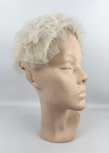 Load image into Gallery viewer, Original 1950&#39;s Ivory Mesh Ruffle Hat - Sweet Little Net Hat
