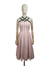 Load image into Gallery viewer, Original 1950&#39;s White and Pink Check Barbie Day Dress with Black Trim - Bust 32 *
