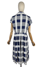 Load image into Gallery viewer, Original 1950's Peggy Page Navy and White Check Day Dress - Bust 36 37 *
