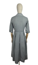 Load image into Gallery viewer, Original 1950&#39;s Blue, Black and White Check Dress with Lace Trim - Bust 34 35 *
