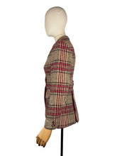 Load image into Gallery viewer, 1970’s Red, Brown and Cream Check Hacking Jacket - Bust 33 34
