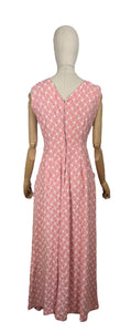 Original 1950's Pink and White Cotton Full Length Evening Dress with Pockets - Bust 36 *