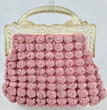 Load image into Gallery viewer, Original 1940's Pink Crochet Bag with Early Plastic Frame
