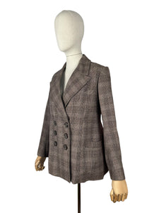 Original 1930’s Henry Page of Aylsham Ltd Brown Check Wool Double Breasted Jacket - Bust 36 38