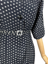 Load image into Gallery viewer, Original 1940's Black and White Petite Length Belted Day Dress - Bust 38 *
