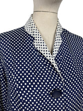 Load image into Gallery viewer, Original 1940's REMBRANDT Navy and White Square Dot Jacket with Contrast Collar - Bust 38 *
