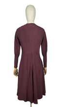 Load image into Gallery viewer, Wounded But Wearable Original 1930&#39;s Brown and Red Chevron Stripe Crepe Dress - Bust 34 36
