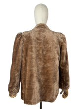 Load image into Gallery viewer, Original 1940&#39;s Faux Fur Brown Teddy Bear Edge to Edge Jacket - Bust 38
