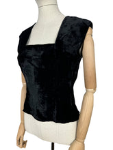 Load image into Gallery viewer, Original Inky Black Cotton Velvet Evening Top with Corset Style Fastening - Bust 34
