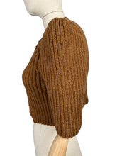 Load image into Gallery viewer, 1940&#39;s Reproduction Hand Knitted Bolero in Rust Brown Acrylic - Bust 34 36 38 40

