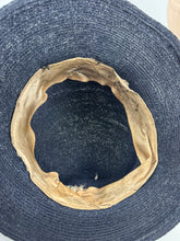 Load image into Gallery viewer, Original 1930’s Fine Navy Straw Hat with Pretty Red and White Floral Trim *
