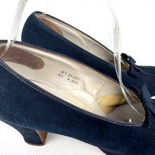 Load image into Gallery viewer, Original 1940&#39;s Blue Suede Shoes - Clarks Skyline with Bow Front - Uk 6 or 6.5
