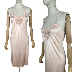 Original 1940’s Pale Pink CC41 Celanese Slip with Applique - Bust 32 34