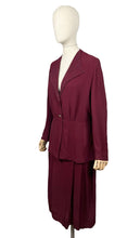 Load image into Gallery viewer, Stunning Original 1940&#39;s Burgundy Two Piece Crepe Suit with Soutache and Trapunto Quilting - Bust 40 42
