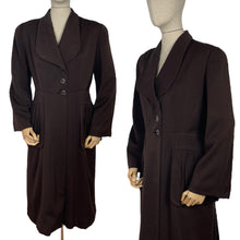 Load image into Gallery viewer, Original 1940&#39;s Dark Brown Lightweight Wool Coat with Patch Pockets and Three Button Closure

