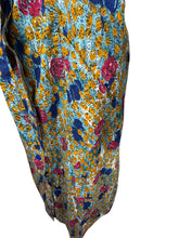 Load image into Gallery viewer, Original 1950's Bold Floral Crisp Cotton Belted Chore Dress by Banner - Blue with Pink Roses - Bust 40 *

