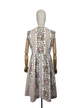 Load image into Gallery viewer, Original 1940&#39;s Thick Cotton Floral Stripe Sleeveless Chore Dress by Ritchwear - Bust 38 39
