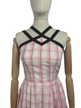 Load image into Gallery viewer, Original 1950&#39;s White and Pink Check Barbie Day Dress with Black Trim - Bust 32 *
