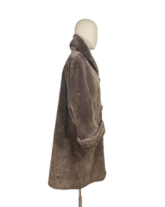 Fabulous Original 1950's Faux Fur Coat with Huge Cuffs, Shawl Collar and Large Buttons - Bust 38" *