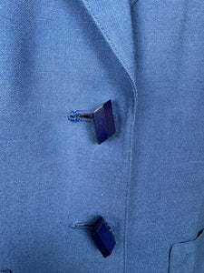 Original 1940's Hyacinth Blue Fine Linen Skirt Suit by Sacony Palm Beach - Bust 38 40