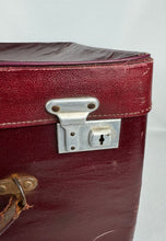 Load image into Gallery viewer, Original 1940&#39;s 1950&#39;s Burgundy Leather Travel Suitcase by Dinkie Luggage
