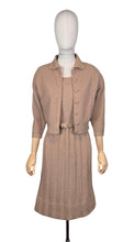 Load image into Gallery viewer, Original 1950's Mink Brown Barbara Carol New York Three Piece Dress, Cardigan and Belt Knit Set - Bust 36 38 *
