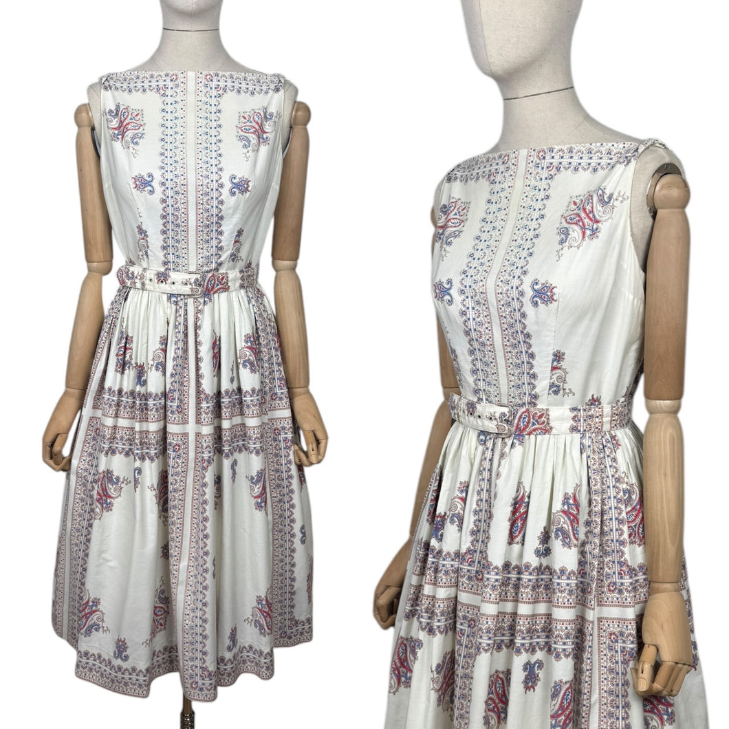 Original 1950’s California Cotton Belted Day Dress - Bust 34 35
