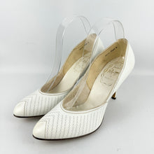 Load image into Gallery viewer, Original 1950&#39;s Milwards White Leather Stiletto Heels - UK 5.5 6
