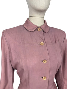 Original 1940's Pretty Pink Lightweight Wool Single Breasted Jacket - Bust 36 38