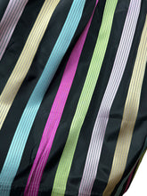 Load image into Gallery viewer, Original 1950&#39;s Black Taffeta Skirt with Stripes in Yellow, Blue, Pink and Green - Waist 24 25
