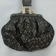 Load image into Gallery viewer, Original 1940's Black and Gold Floral Evening Bag *
