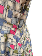 Load image into Gallery viewer, Original 1950’s Crisp Cotton Day Dress in Grey, Blue, Pink and Green - Bust
