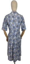 Load image into Gallery viewer, Original 1940&#39;s CC41 Heavy Linen Day Dress in Blue, Black and White - Bust 34
