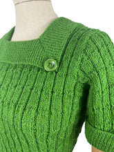 Load image into Gallery viewer, 1930&#39;s Reproduction Pretty Wool Knit with a Neat Collar and Button Detail in Green - Bust 34 36
